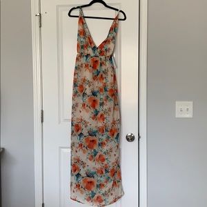 Orange floral maxi dress